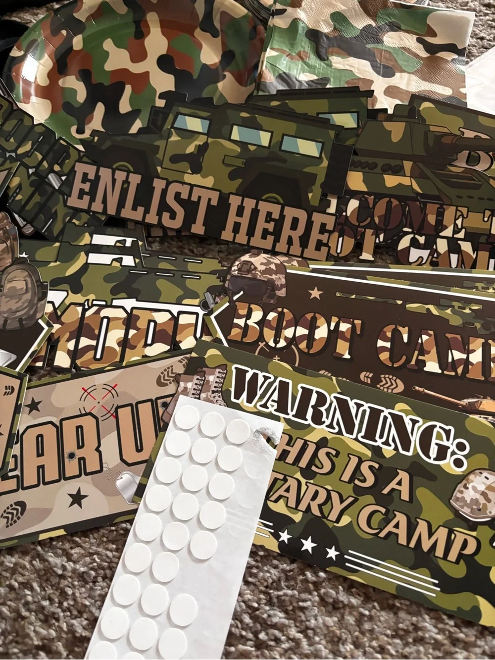 Camo Party Paper Suppliy - Green, Brown, Black, Tan